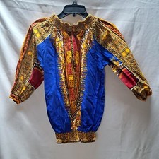 NF Dashiki African Hippie Unisex Smocked Tribal Ethnic Long Sleeve Top OSFM