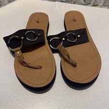 TU Womens Black Toe Post Foam Sole Sandal - Large size, UK 7/8 Worn Once
