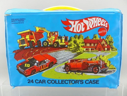 Vintage 1980 Hot Wheels 1/64 #8227 Blue 24 Car Collector's Storage Case w/ Trays