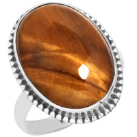 Natural Tiger Eye Gemstone Ring Solid 925 Sterling Silver Jewelry R 3/4 Lr23333 Natural Tiger Eye Gemstone Ring Solid 925 Sterling Silver Jewelry R 3/4 Lr23333