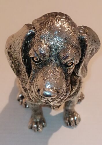 Silver Metal 8.25" Labrador Retriever Dog Figurine Sculpture 4 Lbs Detailed