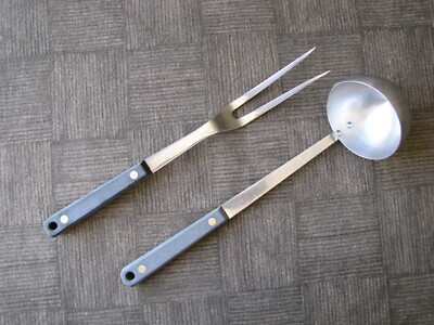 FLINT ARROWHEAD STAINLESS STEEL USA - Lot of 2 Serving Fork & Ladle - Vintage