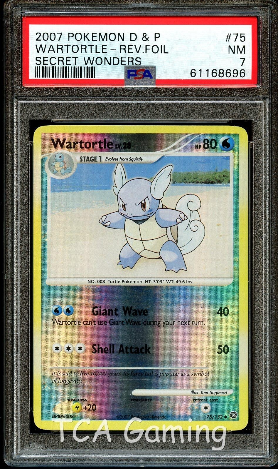 PSA 7 NEAR MINT Wartortle 75/132 Secret Wonders REVERSE HOLO Pokemon Card 696