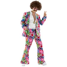 Men`s 1960s Hippie Suit Costume Adult Groovy Man Hippy Suit Halloween M L XL