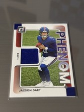 2025 Panini Donruss Jaxson Dart Rookie Phenom Jersey Patch No. RPJ-JDT Giants