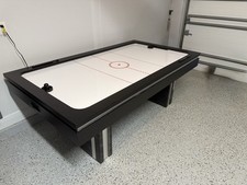 Air Hockey Table with Black Frame, Silver Legs, Pucks and Paddles Included