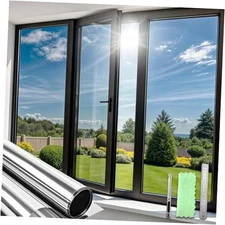  One Way Window Film Privacy See Out Not 11.8x78.7inch(30x200cm) Silver-silver