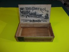 ANTIQUE VINTAGE 1880s THE PATROL, POLICE CIGAR BOX, GREAT INNER LABEL, MICHIGAN