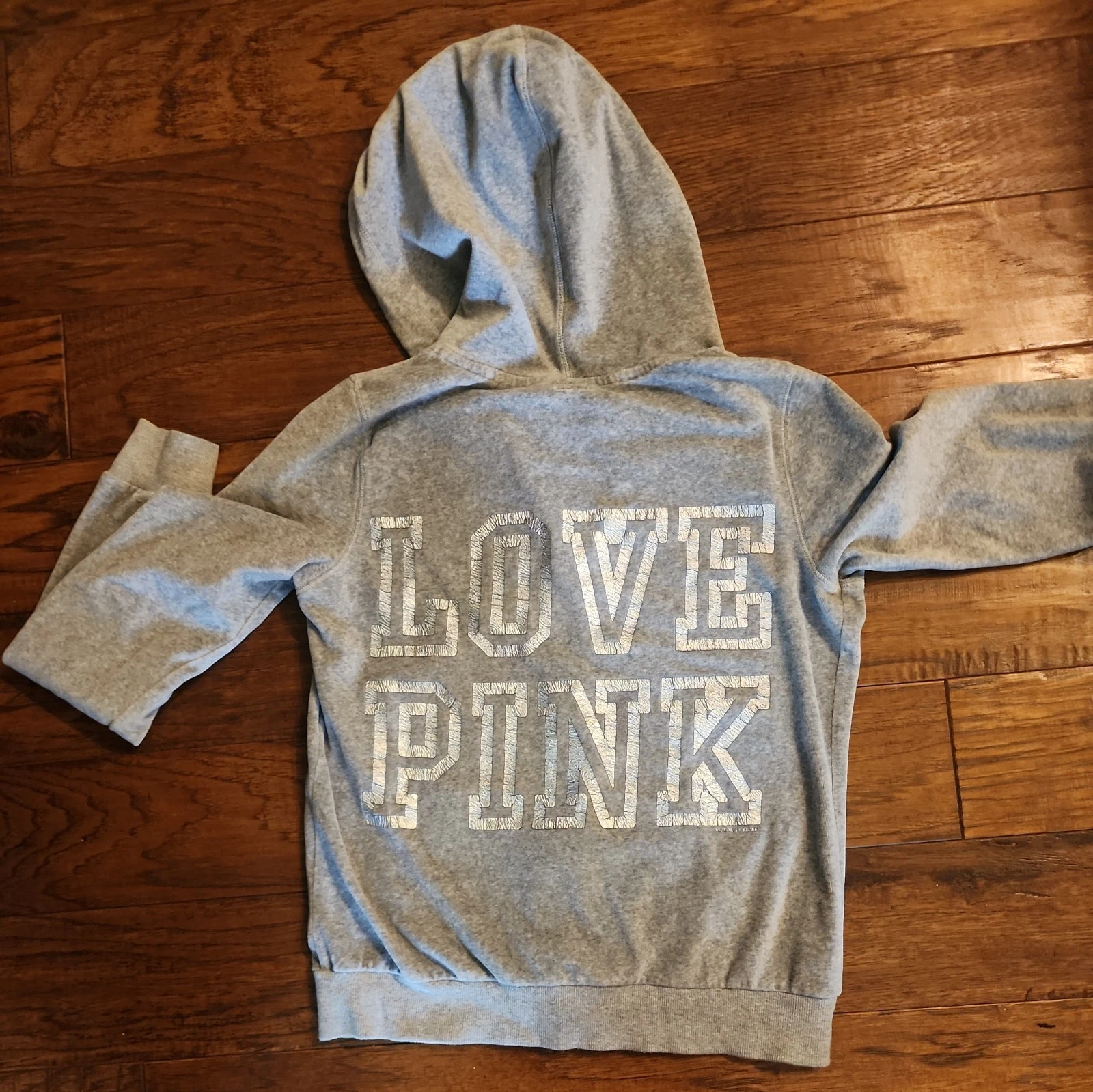 UNDERCOVER Felpa con cappuccio Y2K rosa Victoria's Secret velluto med vintage anni 2000 spell out cane