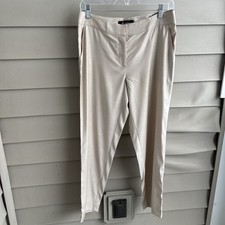 St John Emma Pants Size 6 Lightweight Wool Blend Straight Leg Beige Office Money
