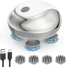 ORIA Electric Scalp Massager, Handheld Pet Massager for Dogs and Cats, Silver 