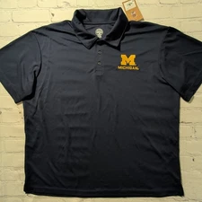 Men's 2XL NCAA University of Michigan Wolverines 3 Button Performance Polo - NEW