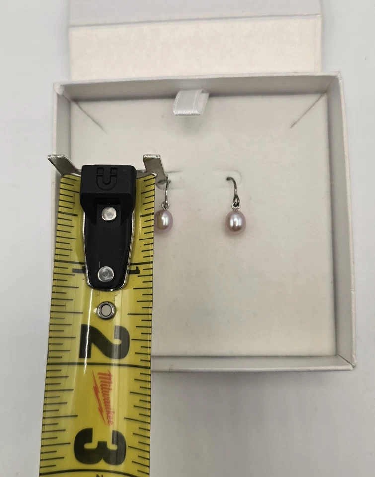 Honora Fresh for Girls Pink Pearl Drop Earrings Sterling Silver Hooks Box - Image 4 of 4