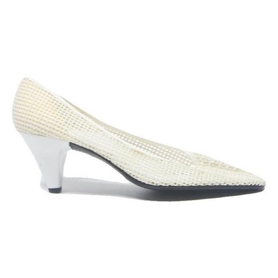 VOGELE Damen Spitzkappen Weiß Synthetik Kitten Heels UK 7 Klassisch Elegant