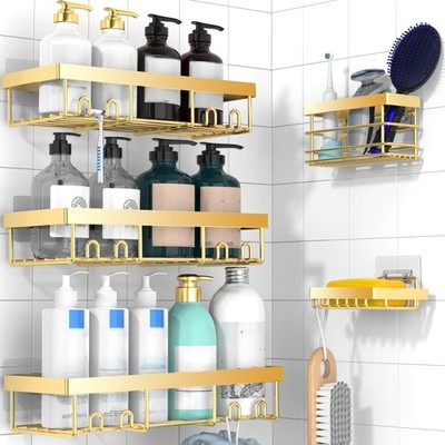 Adhesive Shower Caddy Organizer Shelves Rack - 5 Pack Corner Bathroom Storage...
