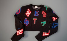 Stay Ahead Crop Sweater RARE FIND Bright Bold Colors M/L