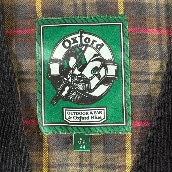 Oxford Blue Waxed Cotton Field Vest Gilet Black Corduroy Plaid Lining XL UK 44 - Image 2 of 4