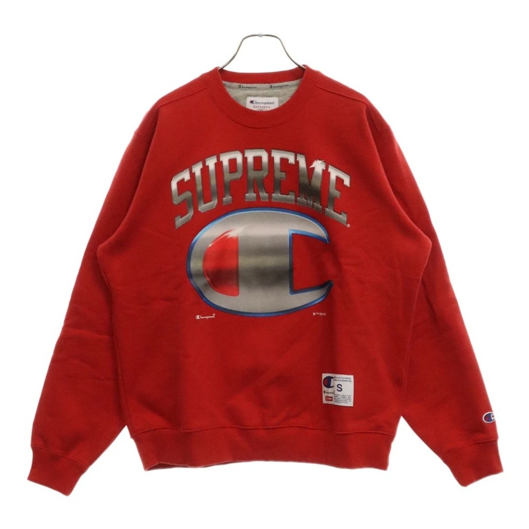 Sweat shirt imprimé logo col rond chromé SUPREME 19SS X Champion occasion c