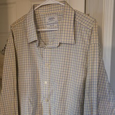 Charles Tyrwhitt Classic Fit Dress Shirt Yellow Blue Check Size 20/37