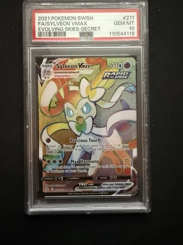 Pokémon Sylveon VMAX Rainbow Secret Rare 211/203 Evolving Skies PSA 10 GEM Mint