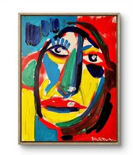 Original Art Derp 14x11  Modern Abstract Face Expressionism Acrylic Art