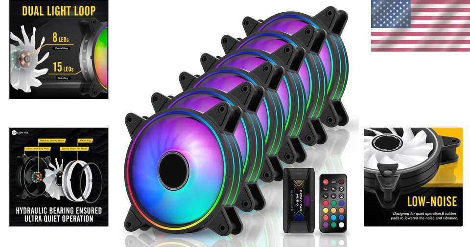 Moonlight 120mm RGB Case Fan, 6 Pack, ARGB, Aura S - Image 2 of 4