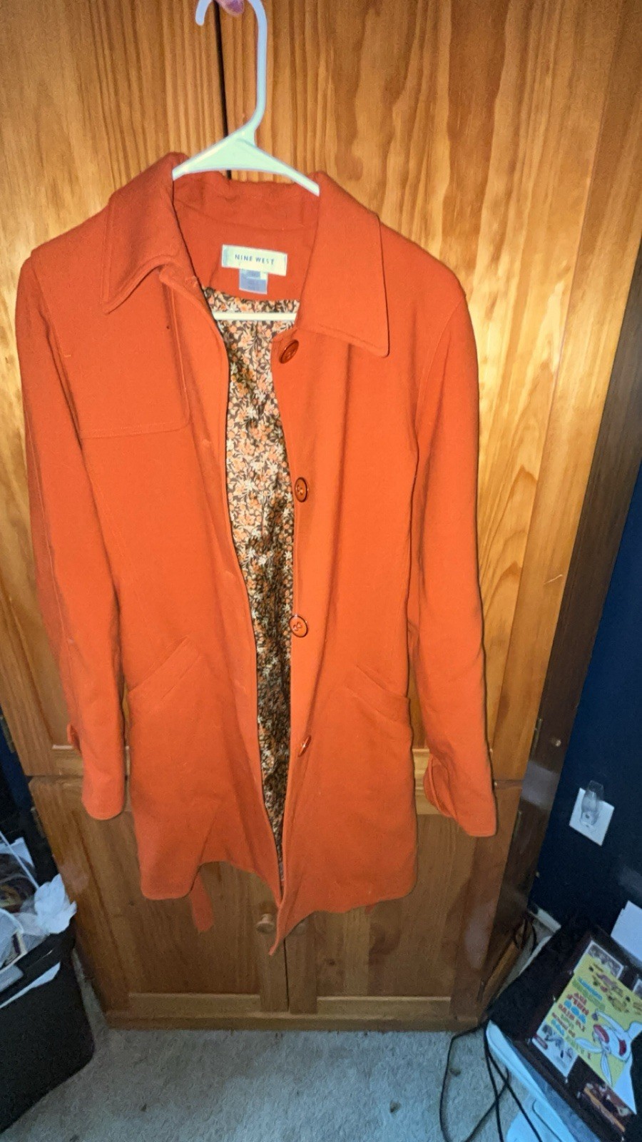 Nine West Orange Button Collared Pockets Mid-Leng… - image 1