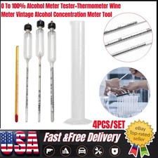 3PC Alcohol Proof Alcohol Hydrometer Meter Test Jar Storage Case Whisky Moonshin