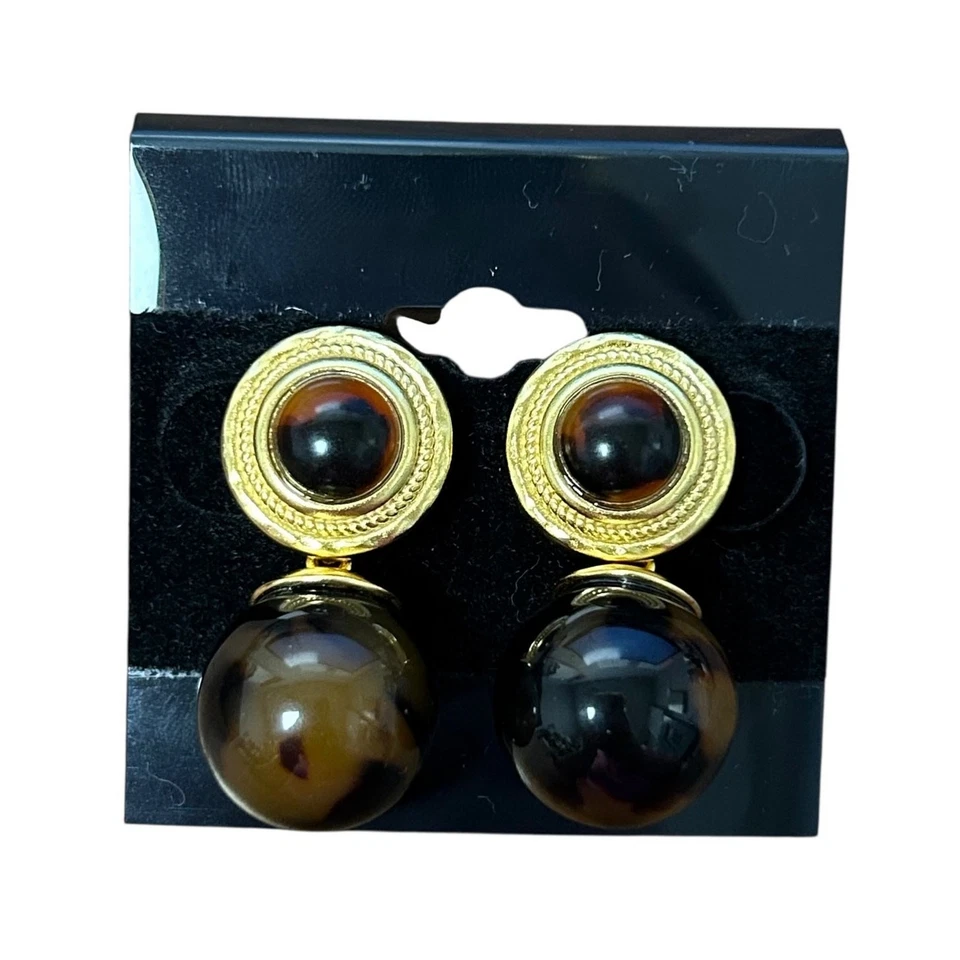 Pendiente Madison acrílico pulido placa oro 24K marrón carey Julie Vos Foto 3 de 4