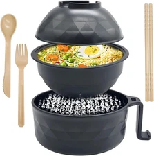 33oz Microwave Ramen Cooker,Ramen Bowl Set,Instant Noodles Bowl with Chopsticks,