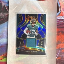 Panini Select Draft Selections Memorabilia Travis Hunter Jaguars Blue Prizm