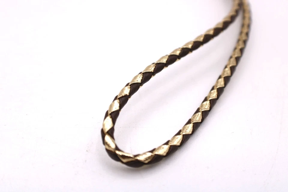 Corbata de cuero trenzado bolo piedra ágata forma punta de flecha de colección tono dorado suroeste Foto 4 de 4