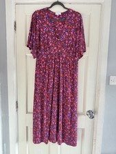Next Maternity UK 12 Pink Red Midi Midaxi Dress Animal Print Nursing Jersey