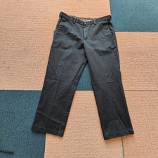Haggar Dress Pants Men  s 34x29 Straight Fit Flat Front Black Chino Cotton X8