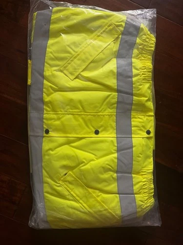 MCR SAFETY LUMINATOR Reflective Rain Bomber Jacket & Hide Away Hood SIZE X2 56" image 5