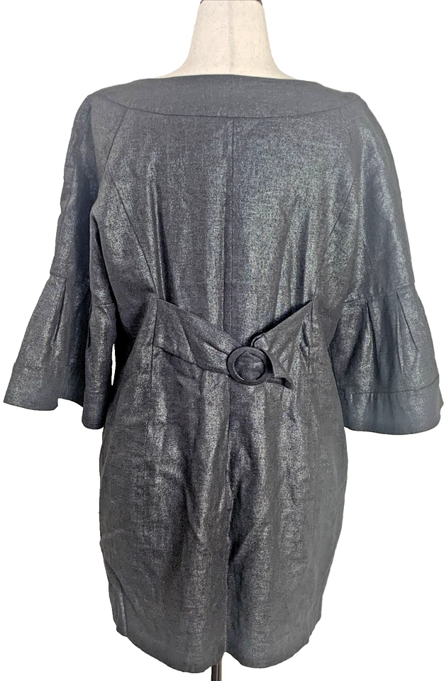 Chaqueta Blazer LAL Live a Little Gris Metálico Mezcla de Lino Swing Talla XL Foto 2 de 3