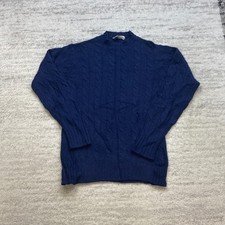 VTG Deans Of Scotland Shetland Wool Sweater Ladies Size 36 Blue Cable Knit Women