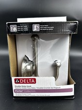 Delta - Double Robe Hook Brushed Nickel Finish - Porter Collection