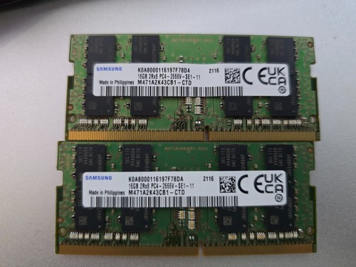 32 GB: 2 x Samsung 16 GB DDR4-2666 PC4-21300 2Rx8 SODIMM computer portatile M471A2K43CB1-CTD