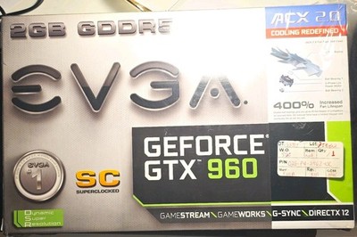 EVGA NVIDIA GeForce GTX 960 2GB GDDR5 Superclocked G-SYNC DX12 HDMI/DVI