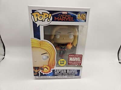 Funko Pop! CAPTAIN MARVEL Glow in the Dark Marvel Collector Corps Exclusive New