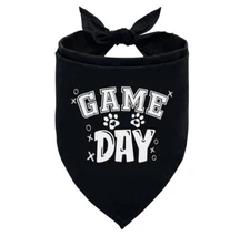 Game Day Dog Bandana Black Funny Cute Pet Triangle Scarf for Sports Fans
