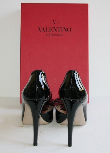 $845 VALENTINO GARAVANI d'Orsay Couture Bow Black Patent Leather Pump 41 /11 - Picture 5 of 9