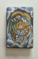 Mattone, Quadretto in ceramica di castelli"La Sacra Famiglia"dipinto a mano