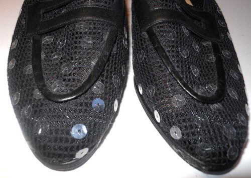 AUTH MAUD FRIZON Women's BLACK MESH/LEATHER SEQUINED SHOES/FLATS Sz 6-ITALY-RARE - Picture 8 of 9