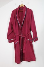 Vtg Pleetway L Maroon Red Cotton Blend Belted Long Robe Pockets USA
