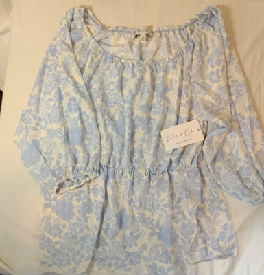 Parker & Rowe women's top sky floral blue 2X new with tags