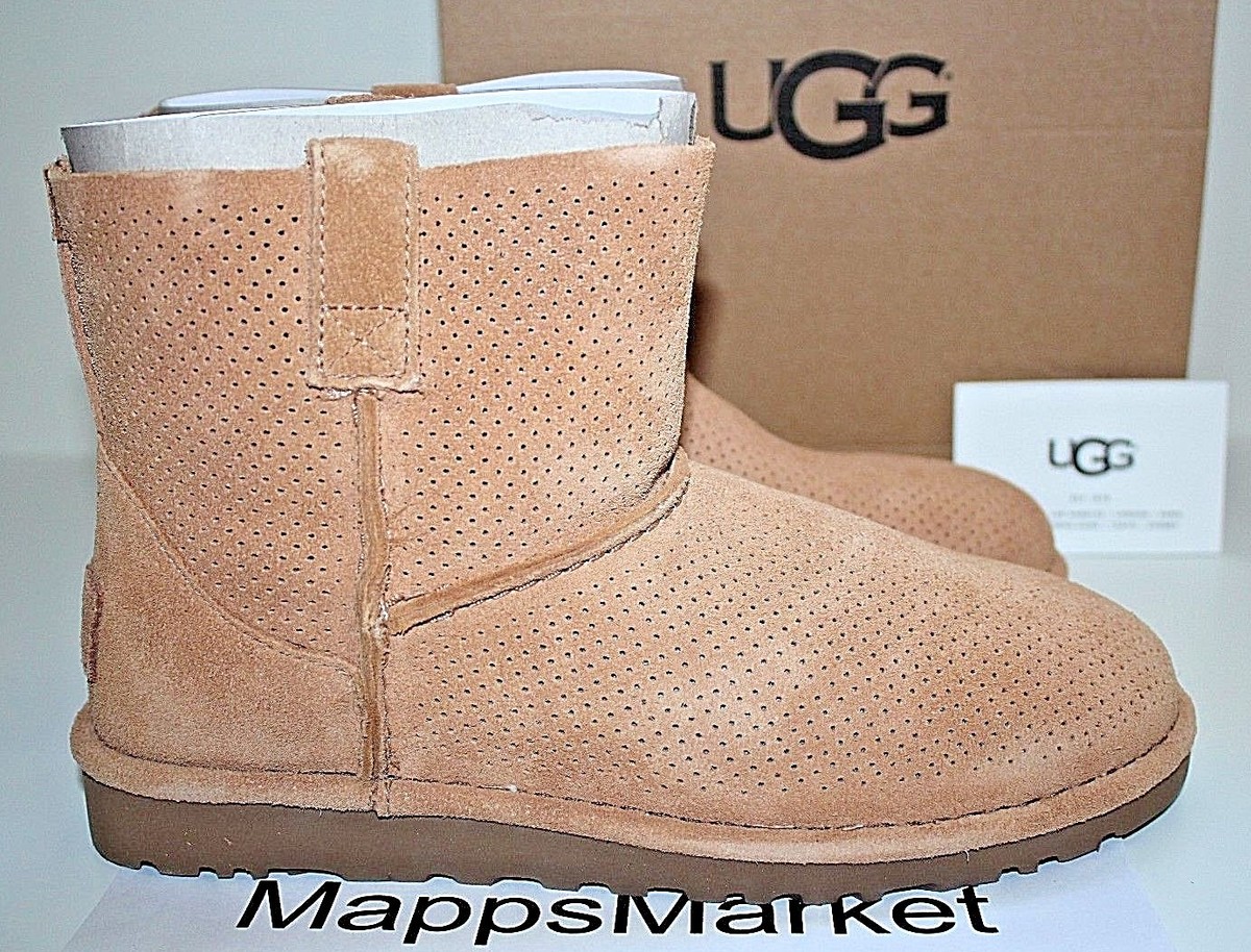 NIB Authentic UGG AUSTRALIA Unlined Mini Perforated Boots in Tawny
