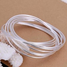 Womens 925 Sterling Silver Stackable Bangle Wristband Fashion Bracelet B125