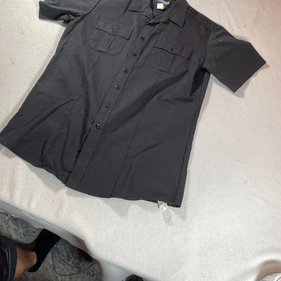 Camisa azul para hombre grande negra uniforme de aplicación de la ley bolsillos utilidad táctica Foto 2 de 4
